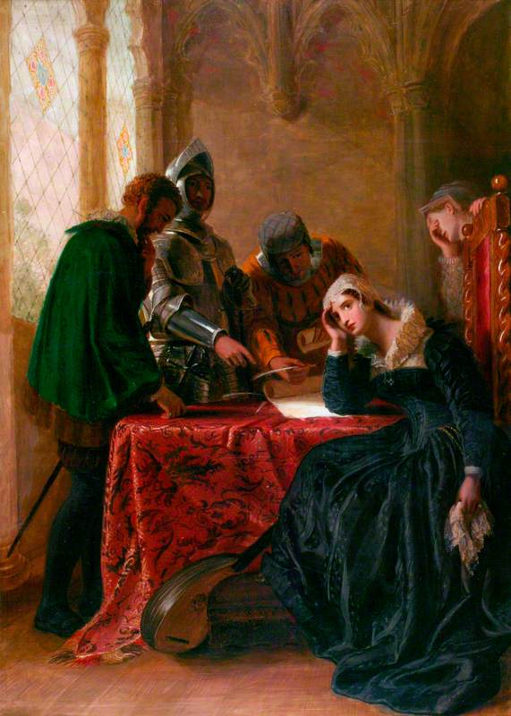 The Abdication of Mary, Queen of Scots, vintage artwork by Joseph Severn, A3 (16x12") Poster Print