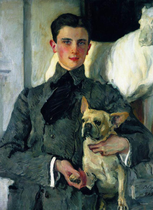 Portrait of Prince Yousoupoff with a Dog, vintage artwork by Valentin Serov, 12x8" (A4) Poster