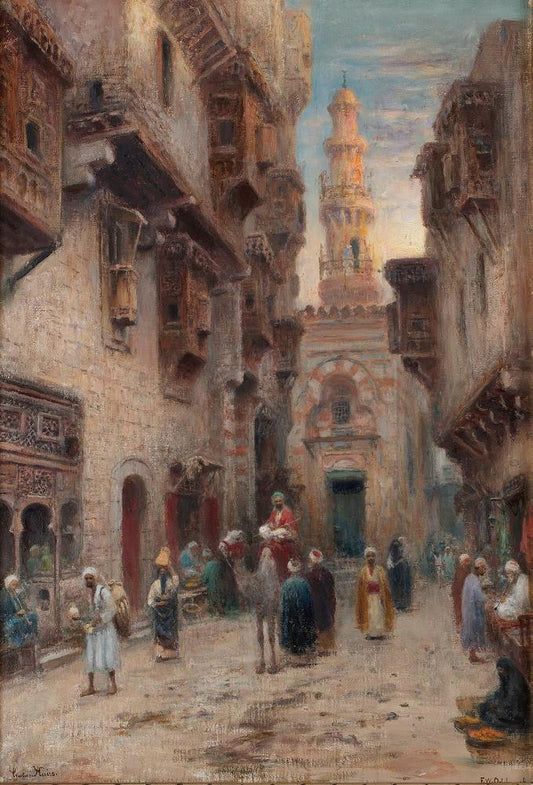 Street in Cairo (Gata i Kairo), vintage artwork by Frans Wilhelm Odelmark, 12x8" (A4) Poster