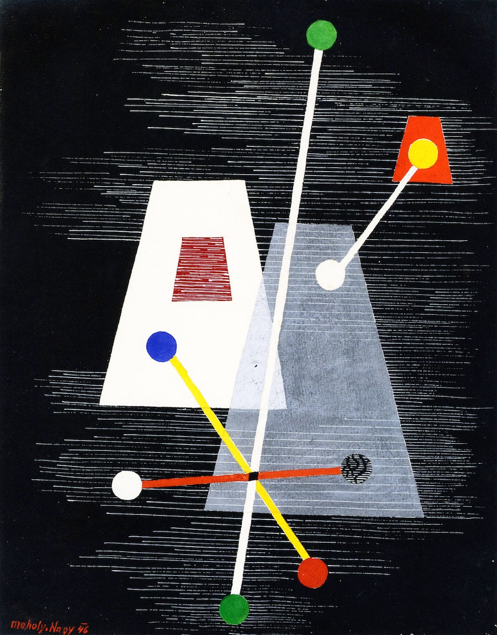 Truncated Pyramids, vintage artwork by László Moholy-Nagy, 12x8" (A4) Poster