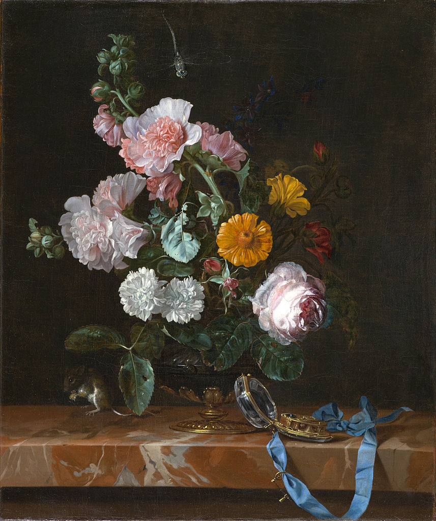 Vanitas Flower Still Life, vintage artwork by Willem van Aelst, 12x8" (A4) Poster