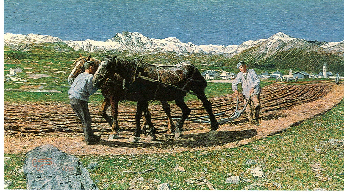 L’aratura, vintage artwork by Giovanni Segantini, 12x8" (A4) Poster