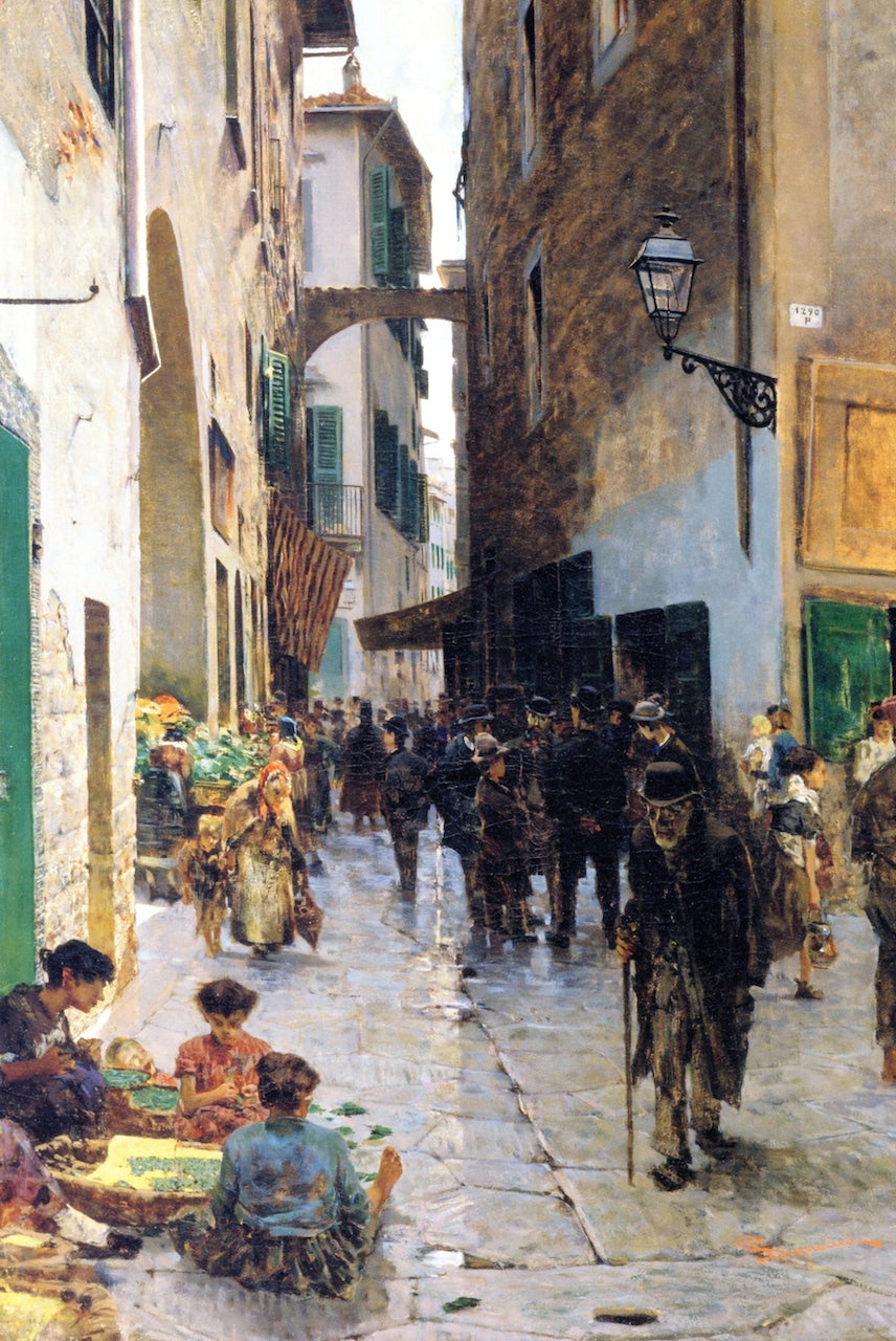 Il Ghetto a Firenze, vintage artwork by Telemaco Signorini, 12x8" (A4) Poster