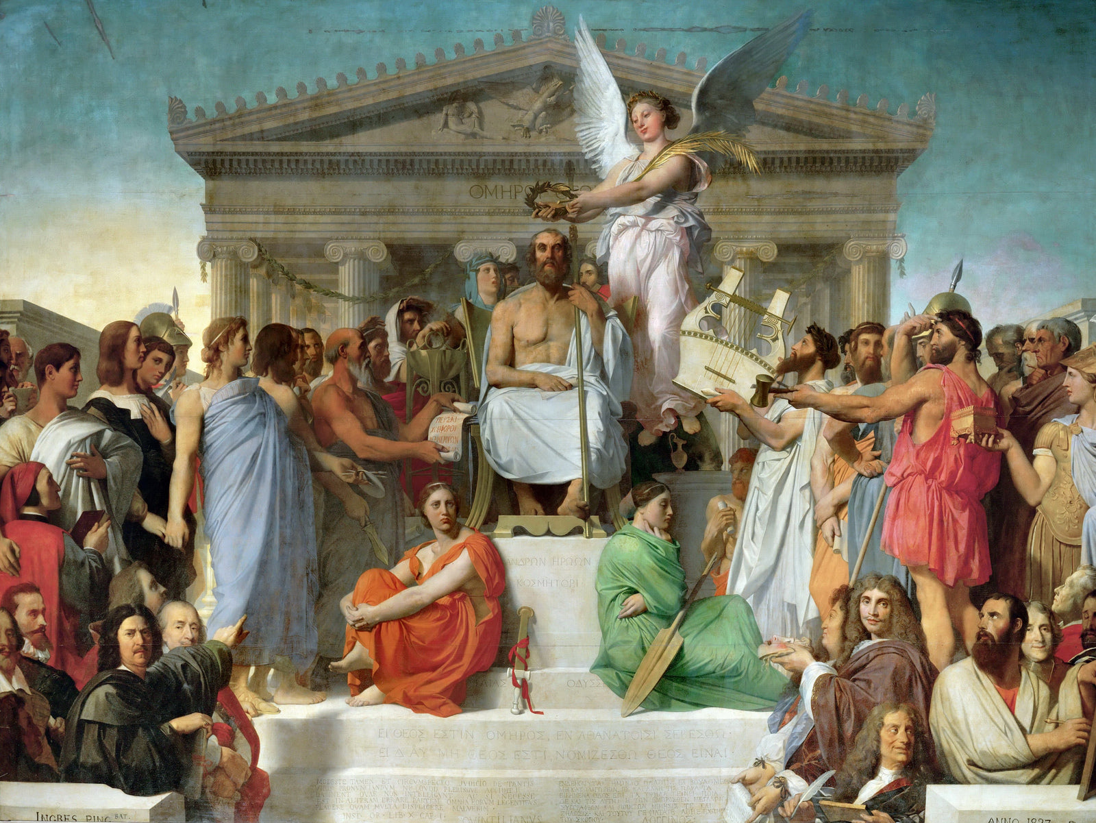 The Apotheosis of Homer, vintage artwork by Jean-Auguste-Dominique Ingres, 12x8" (A4) Poster