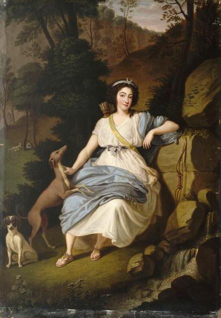 The Countess of Provence as Diane, vintage artwork by Ludwig Guttenbrunn, 12x8" (A4) Poster