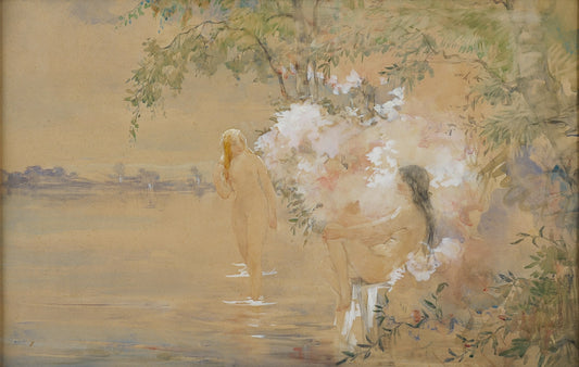 Bathing Nymphs, vintage artwork by Hobbe Smith, 12x8" (A4) Poster
