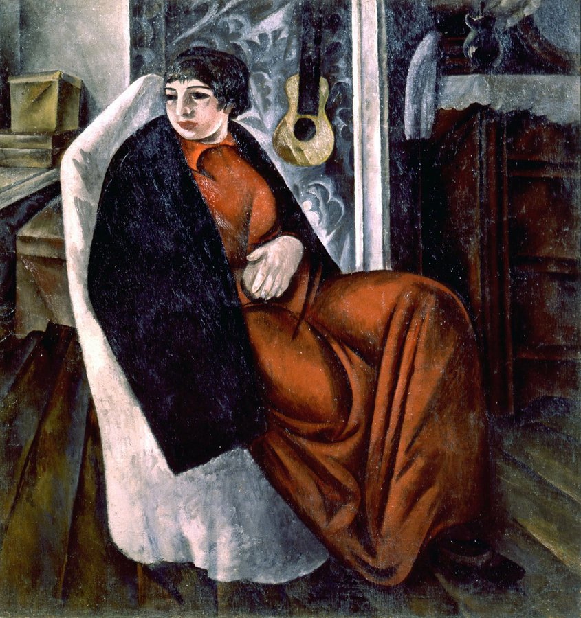 Portrait of a Woman in Red Dress by Alexander Shevchenko,16x12(A3) Poster