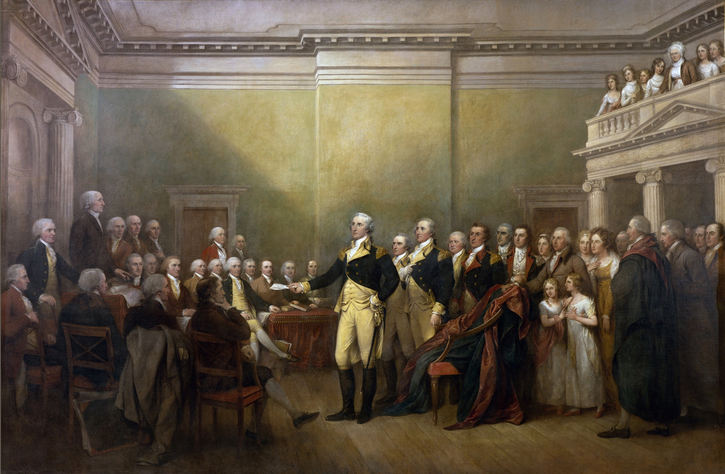 General George Washington Resigning His Commission, vintage artwork by John Trumbull, 12x8" (A4) Poster