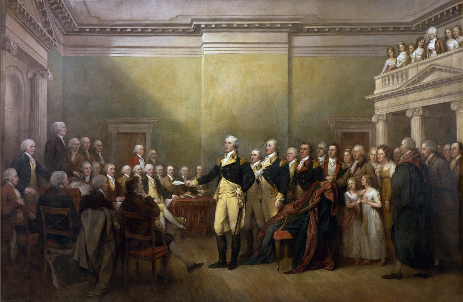 General George Washington Resigning His Commission, vintage artwork by John Trumbull, 12x8" (A4) Poster