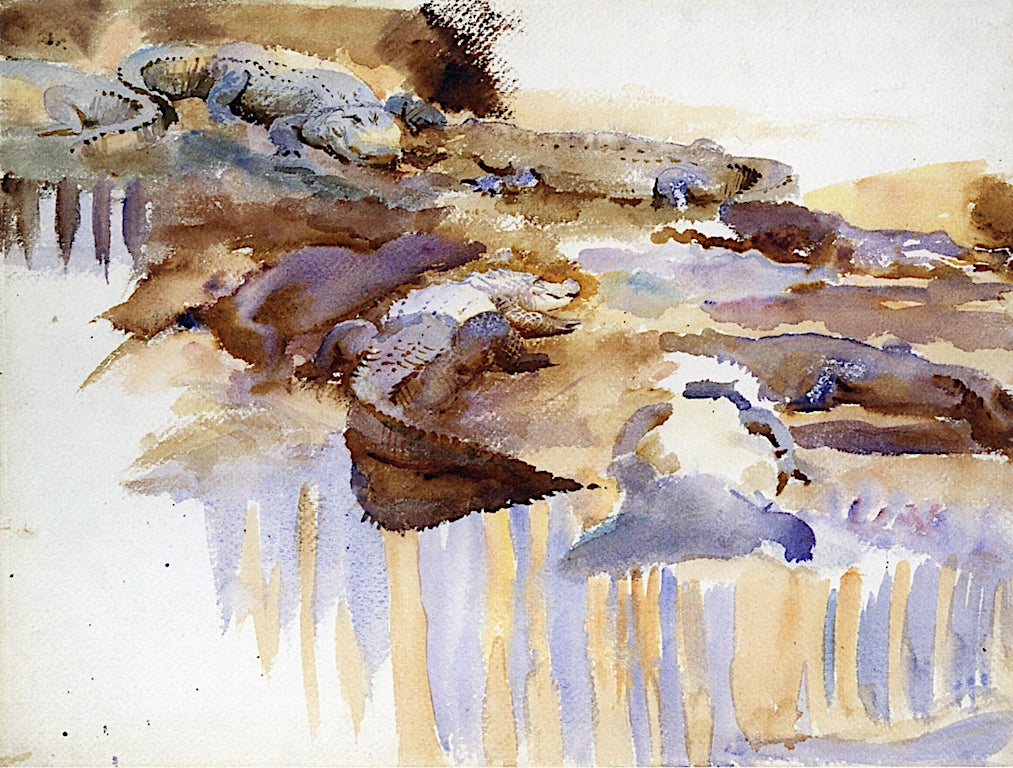 Alligators (study), vintage artwork by John Singer Sargent, 12x8" (A4) Poster