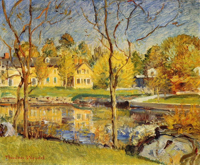 By the Pond by Theodore Wendel,A3(16x12