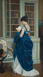 In the Library, vintage artwork by Auguste Toulmouche, 12x8" (A4) Poster