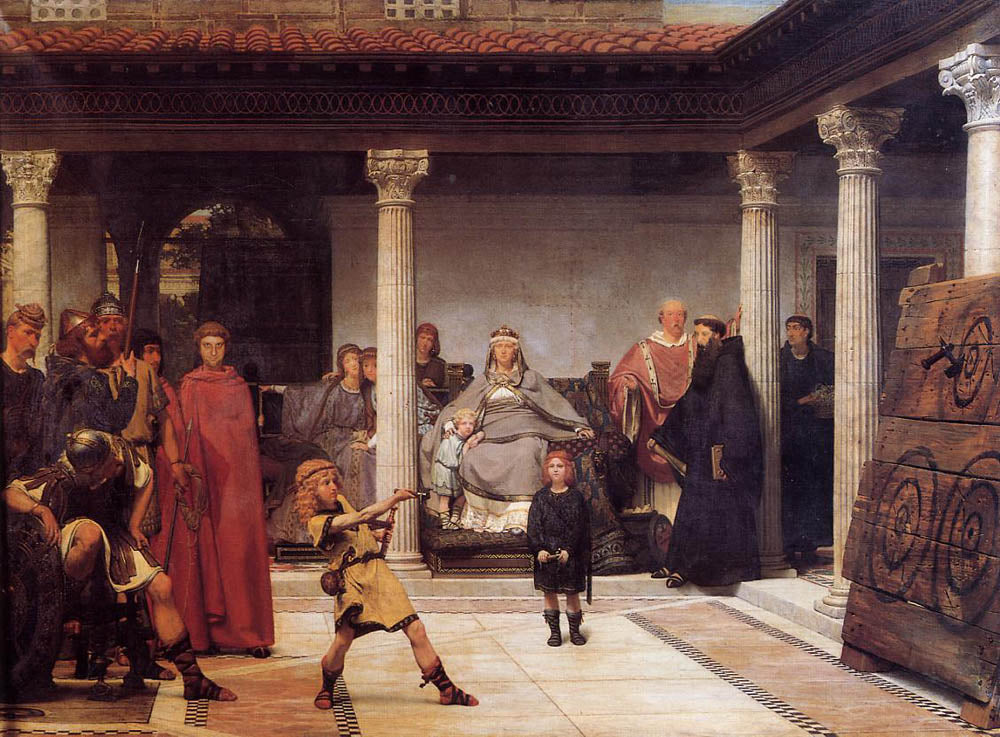 The Education of the Children of Clovis, vintage artwork by Sir Lawrence Alma-Tadema, 12x8" (A4) Poster
