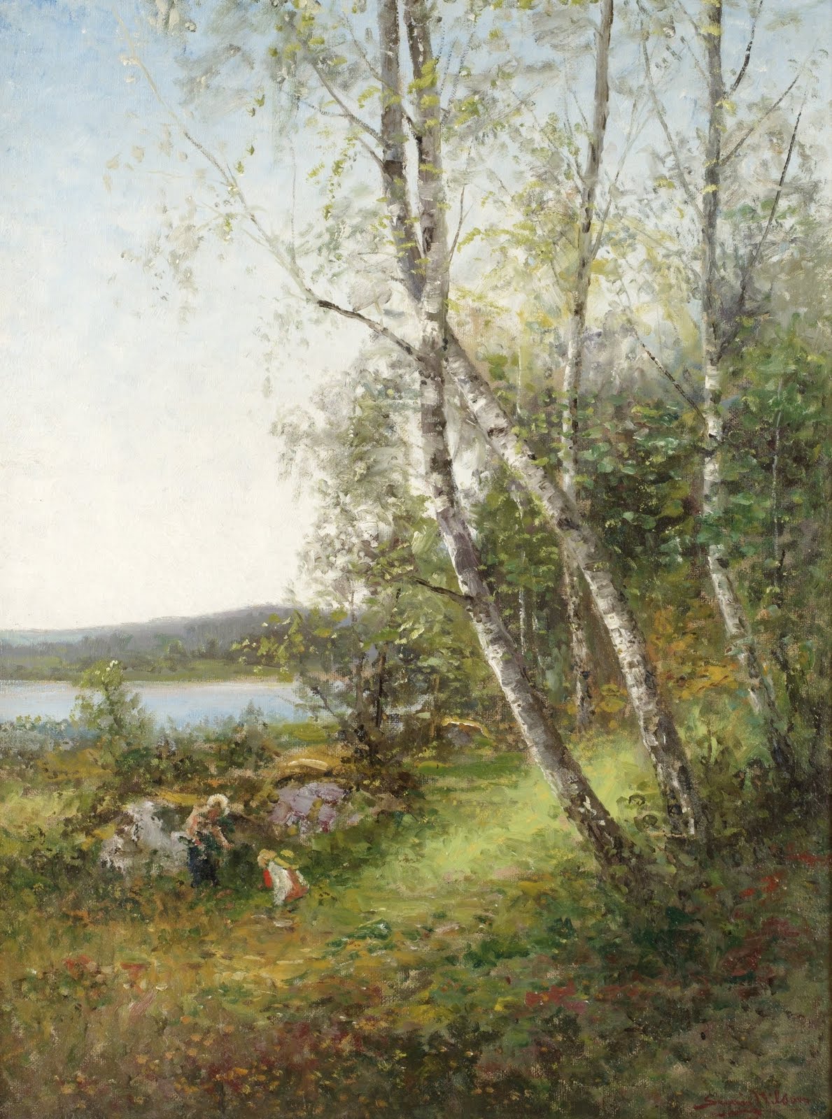 Björkbacke, Halland, vintage artwork by Severin Nilson, 12x8" (A4) Poster