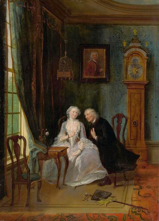 Love Scene, vintage artwork by Cornelis Troost, 12x8" (A4) Poster
