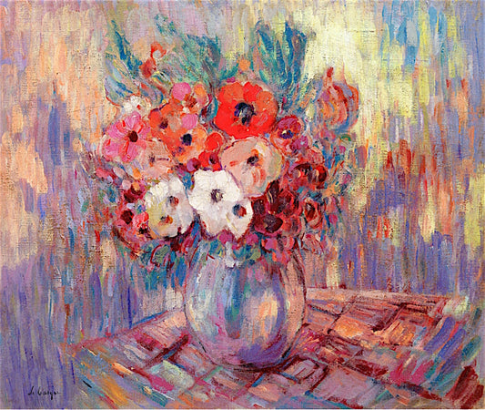 Anemones in a Vase, vintage artwork by Henri Lebasque, 12x8" (A4) Poster