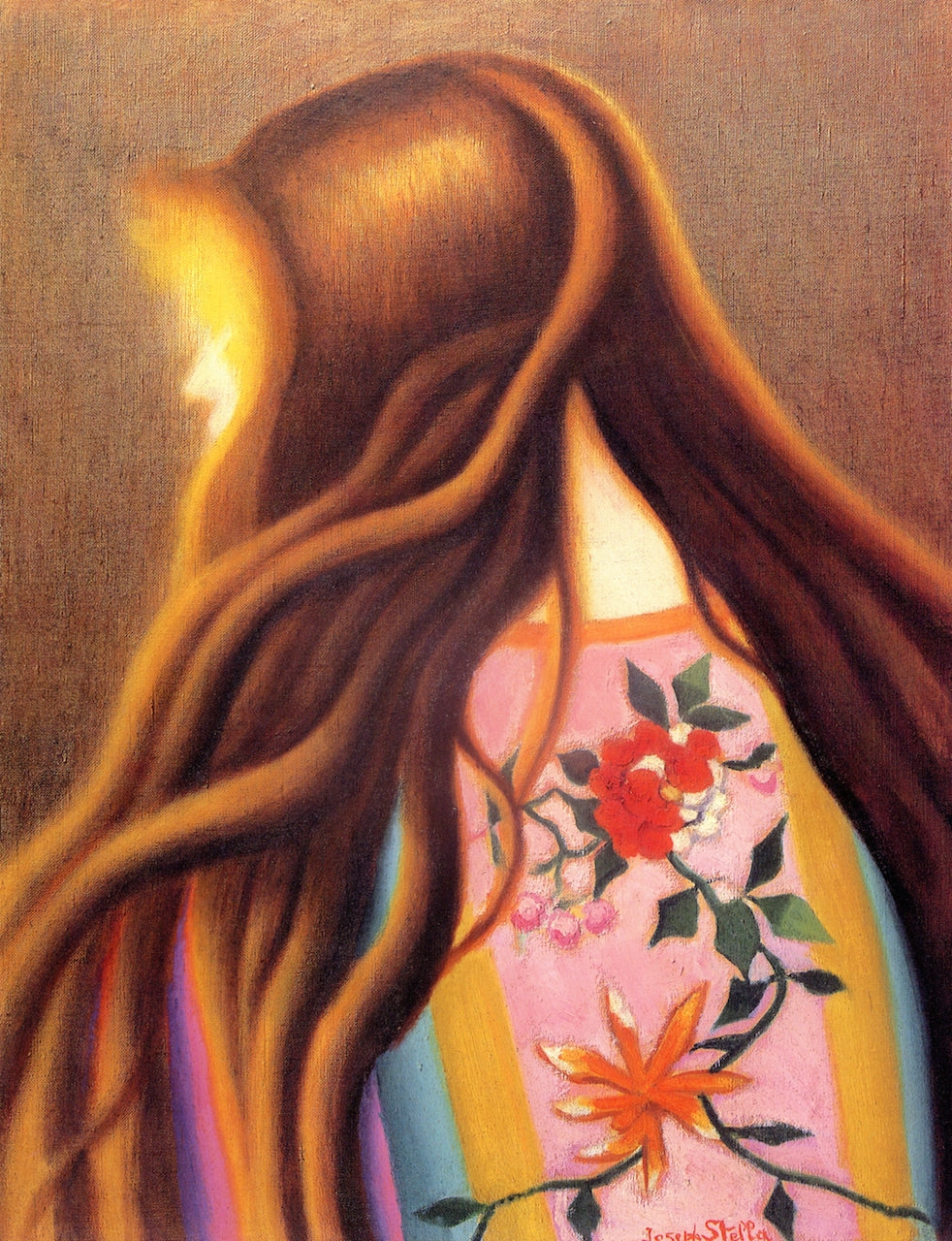 Golden Fall, vintage artwork by Joseph Stella, 12x8" (A4) Poster