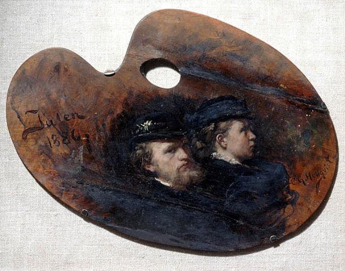 Carl Gustaf Hellqvist and his Wife Julia Thiersch, vintage artwork by Carl Gustav Hellqvist, 12x8" (A4) Poster