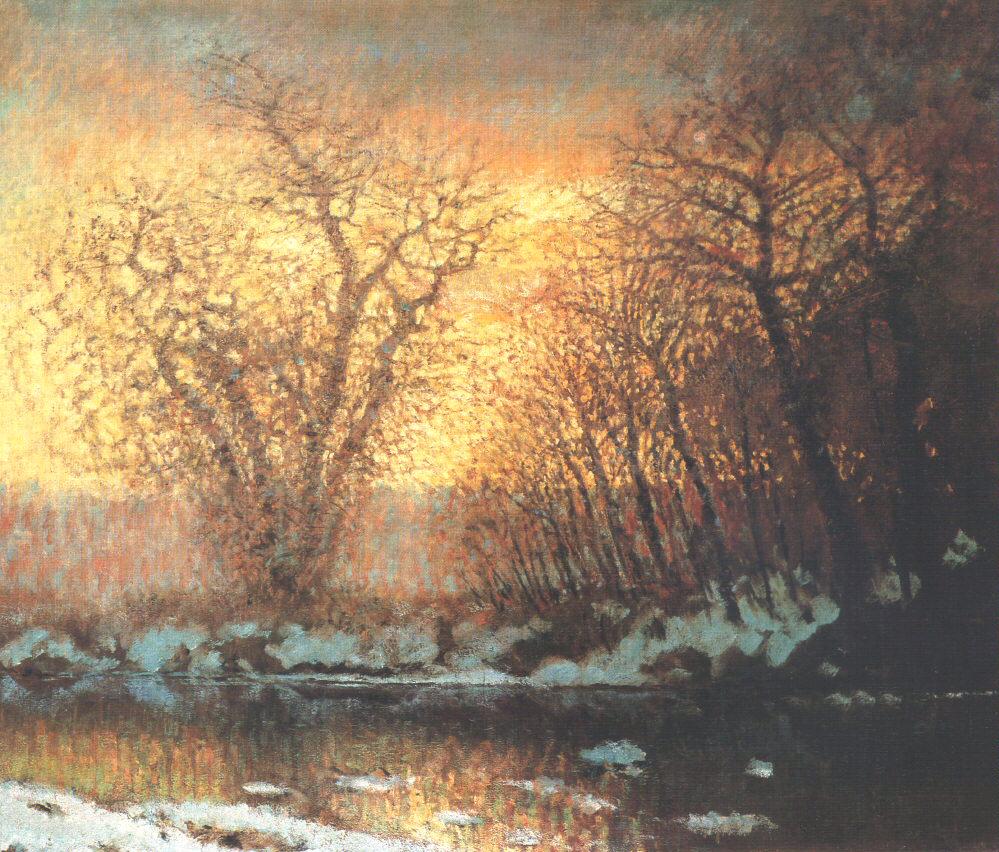Thawing of Snow, vintage artwork by Laszlo Mednyánszky, 12x8" (A4) Poster