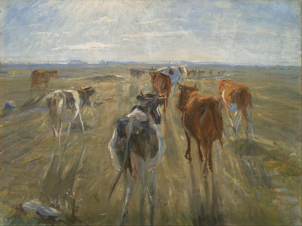 Long Shadows. Cattle on the Island of Saltholm, vintage artwork by Theodor Philipsen, 12x8" (A4) Poster