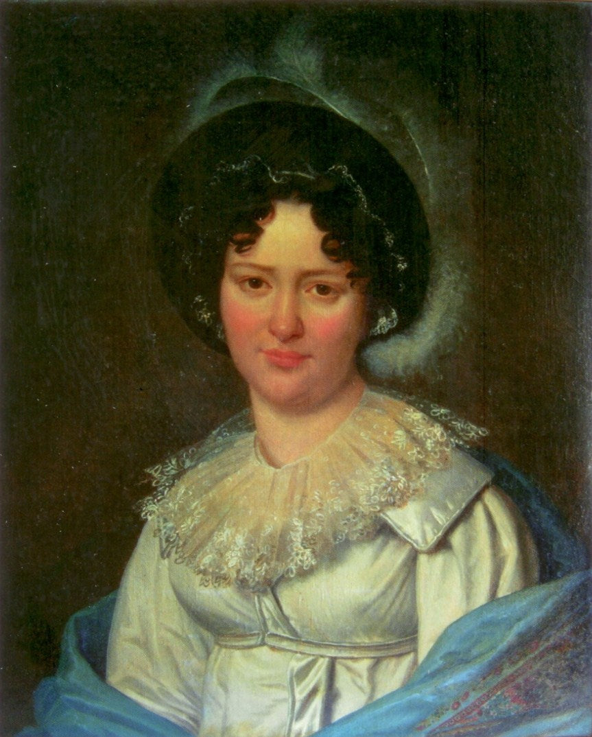 Portrait of Sofia Samarina, vintage artwork by Henri-François Riesener, 12x8" (A4) Poster