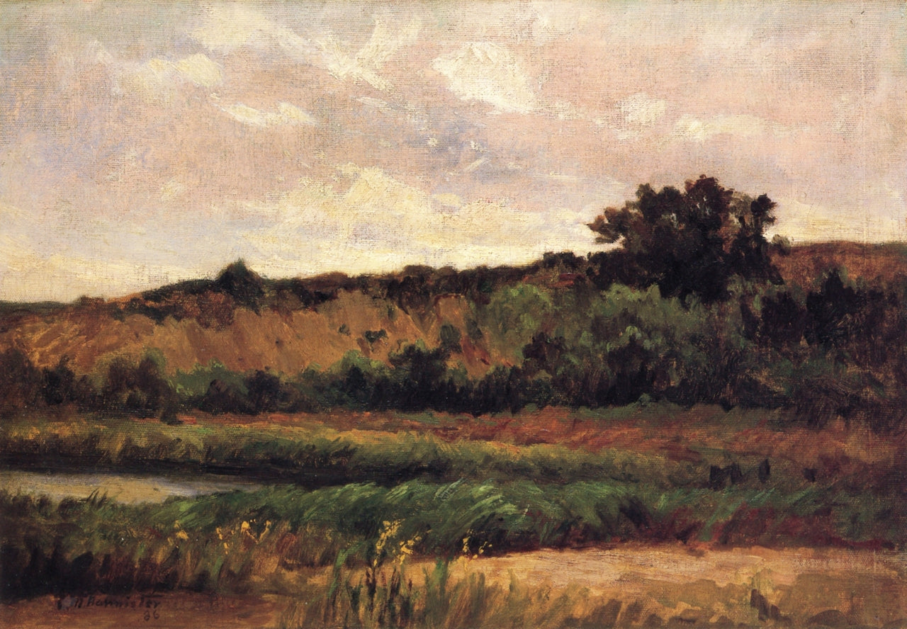 Farmer Green's Meadow, vintage artwork by Edward Mitchell Bannister, 12x8" (A4) Poster