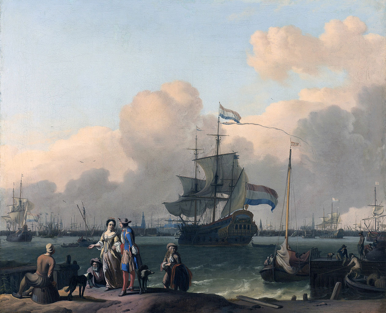 The Y at Amsterdam, with the frigate ‘De Ploeg', vintage artwork by Ludolf Backhuysen, 12x8" (A4) Poster