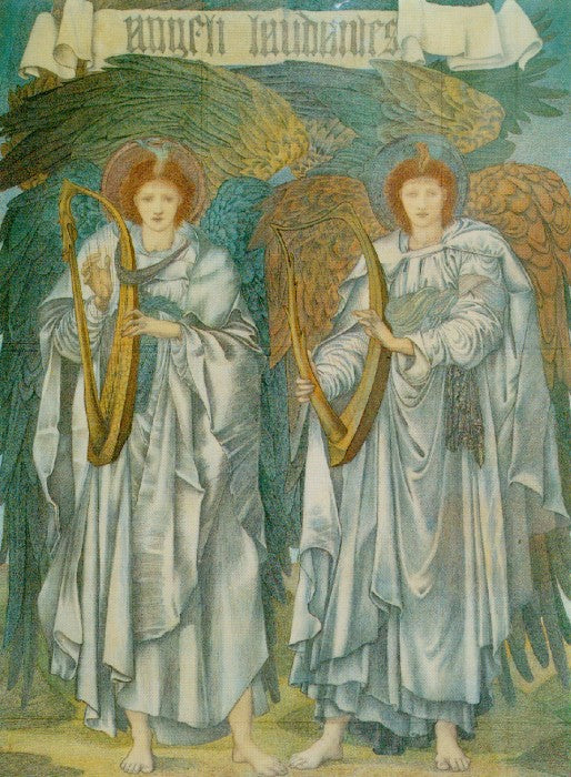 Angeli Laudantes, vintage artwork by Sir Edward Burne-Jones, 12x8" (A4) Poster