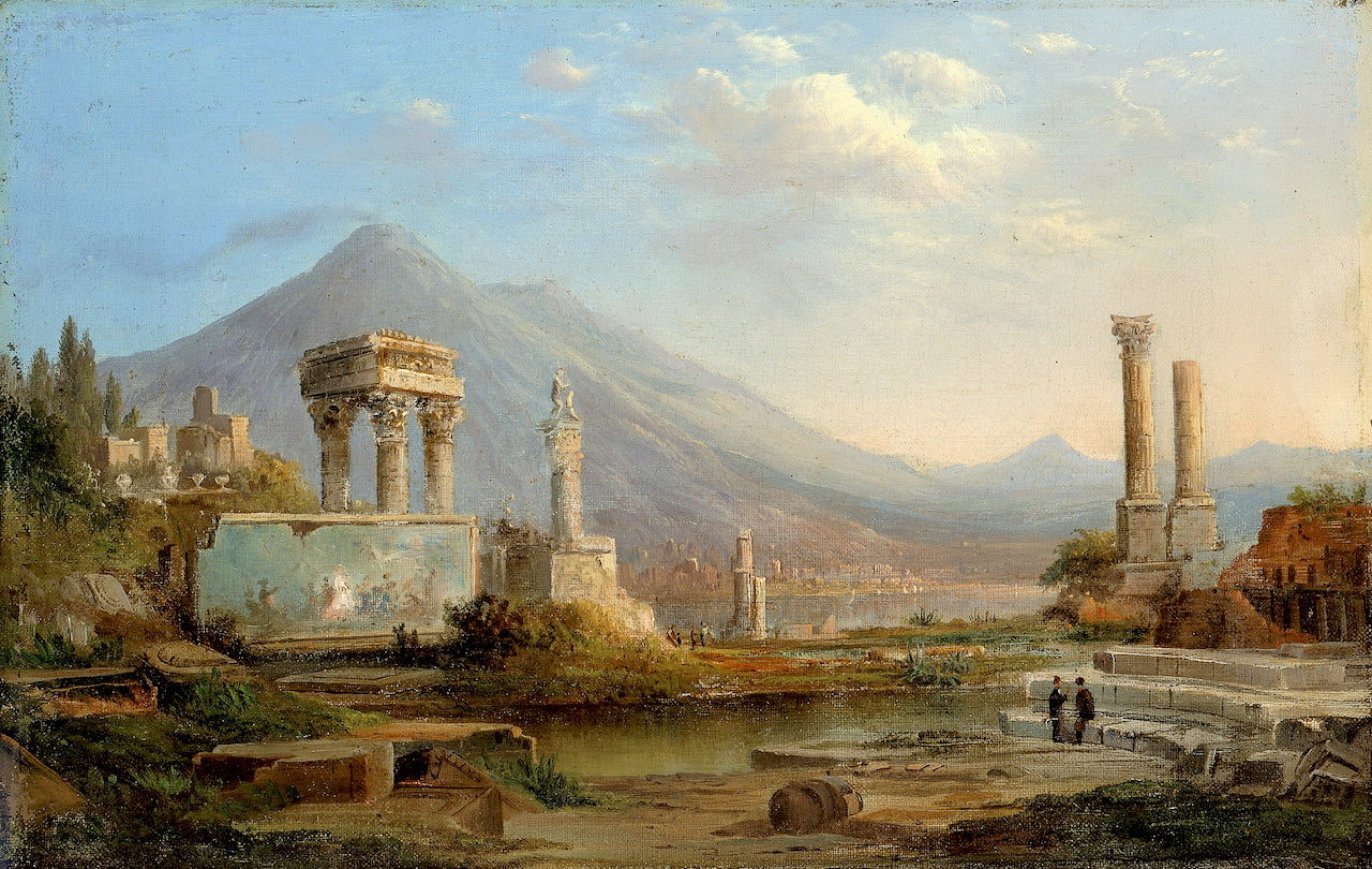 Vesuvius and Pompeii, vintage artwork by Robert Seldon Duncanson, 12x8" (A4) Poster