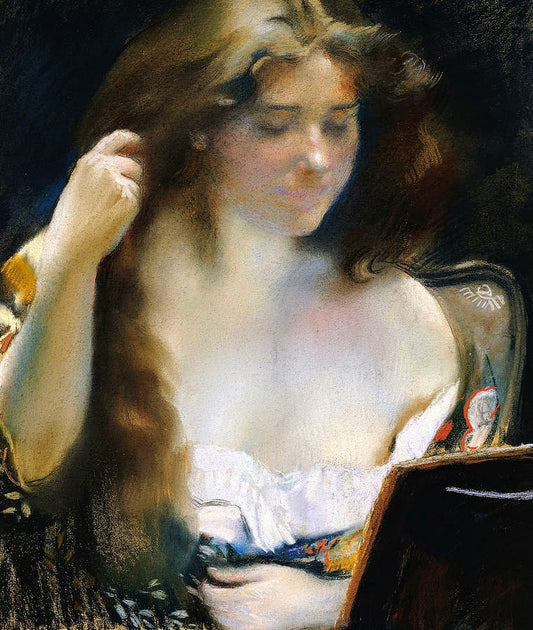 Jeune Femme a sa Toilette, vintage artwork by Paul Albert Besnard, 12x8" (A4) Poster