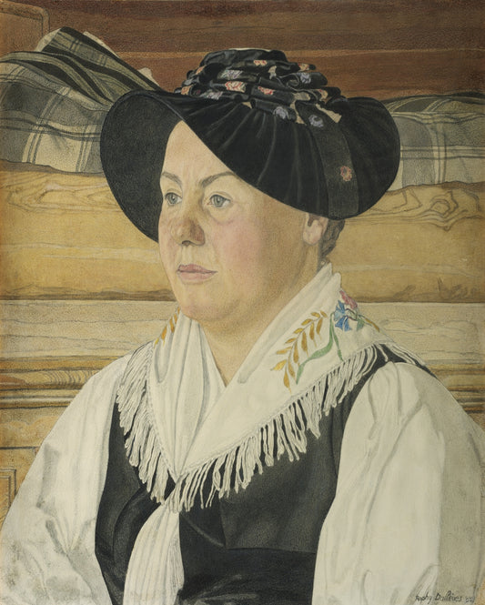 Valaisanne in Traditional Costume, vintage artwork by Raphy Dalleves, 12x8" (A4) Poster