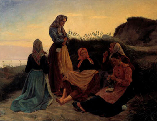 Fisherwomen on a Summer Eve, vintage artwork by Michael Peter Ancher, 12x8" (A4) Poster