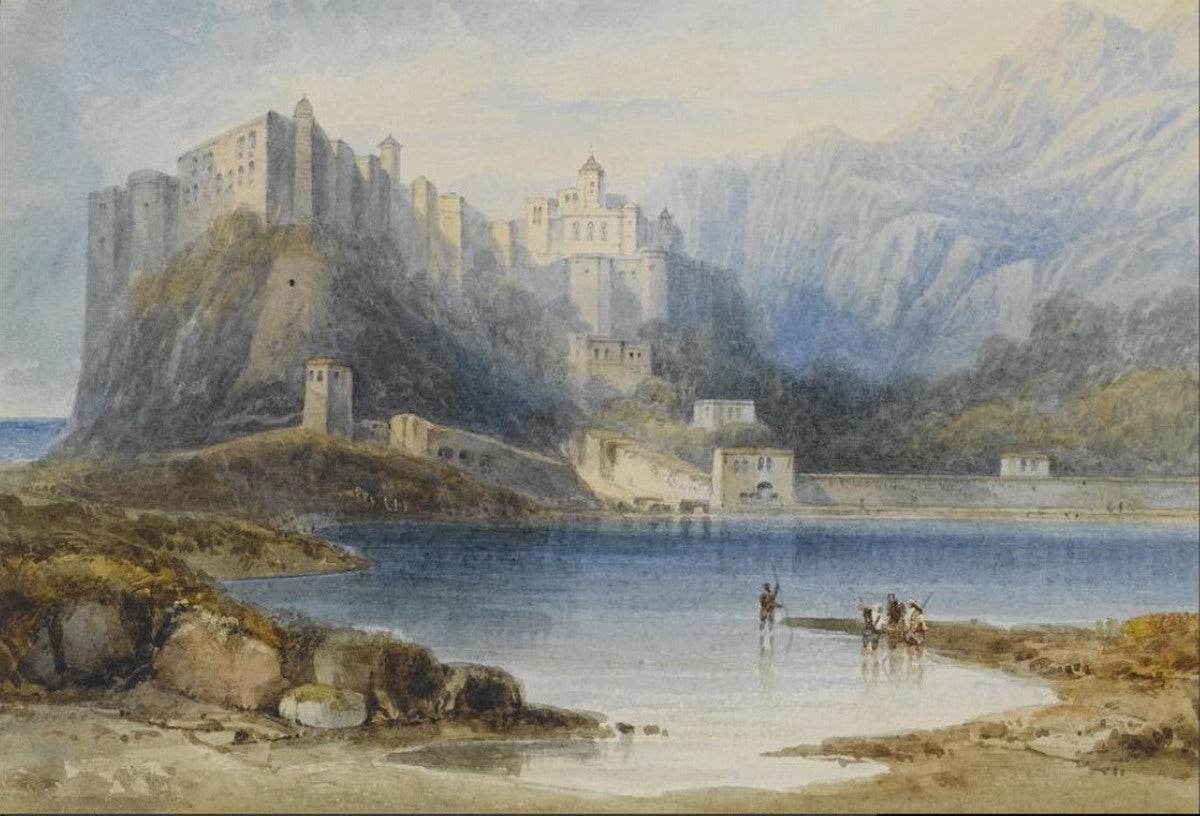 The Castle of Monaco, near Genoa, vintage artwork by Anthony Vandyke Copley Fielding, 12x8" (A4) Poster