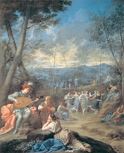 Dance of the Nymphs, vintage artwork by Donato Creti, 12x8" (A4) Poster