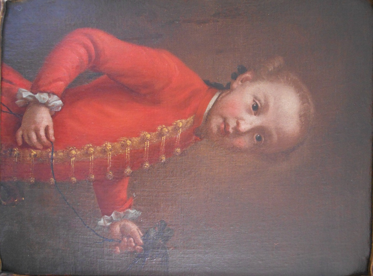 Child with a Bird in Court Attire, vintage artwork by Attributed to Johann Conrad Seekatz, 12x8" (A4) Poster