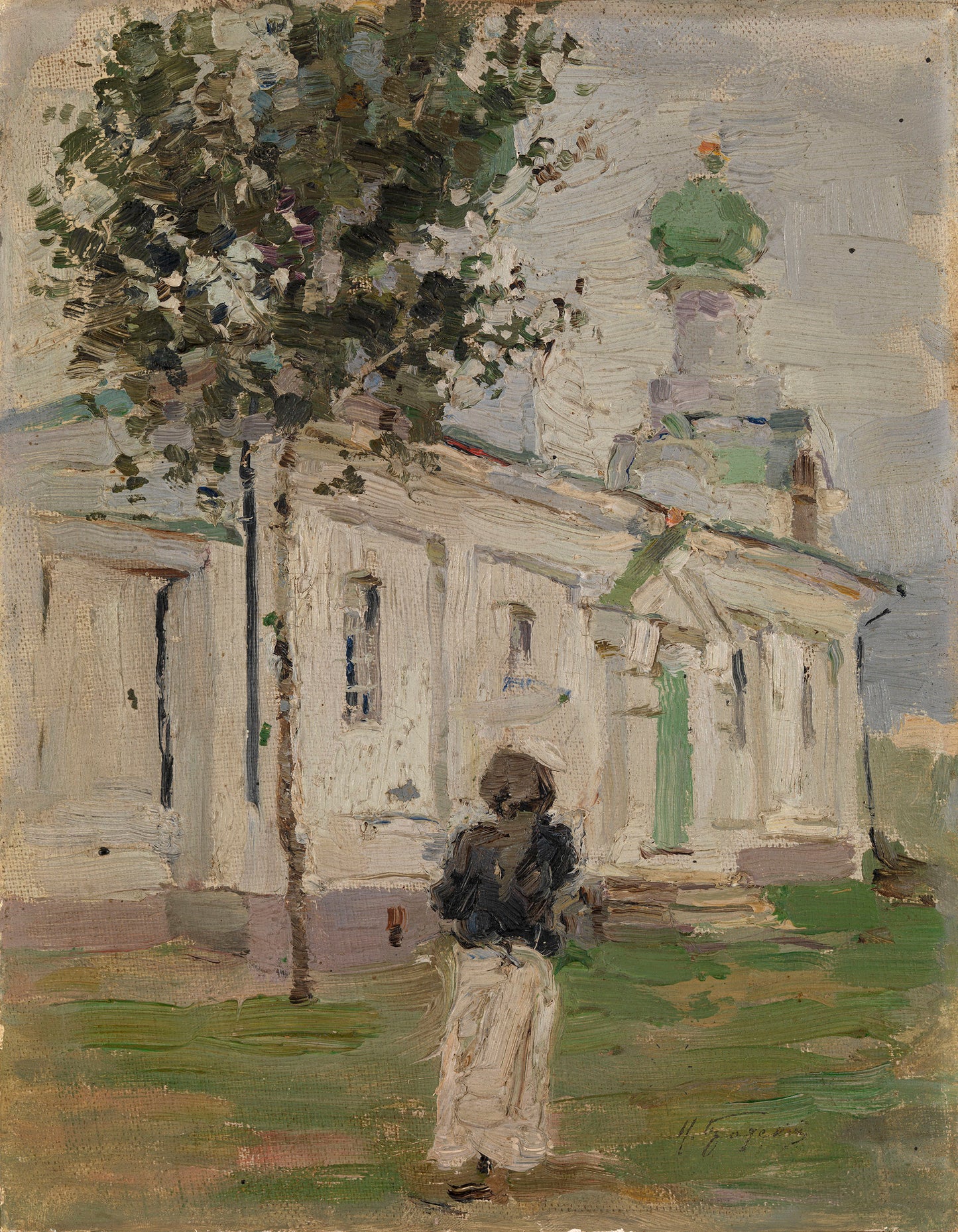 by  the Church, vintage artwork by Isaak Brodsky, 12x8" (A4) Poster