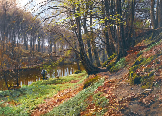 Spring Landscape at Soby , vintage artwork by Peder Mork Mønsted, 12x8" (A4) Poster