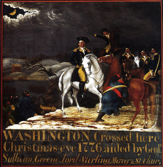Washington at the Deleware, vintage artwork by Edward Hicks, 12x8" (A4) Poster