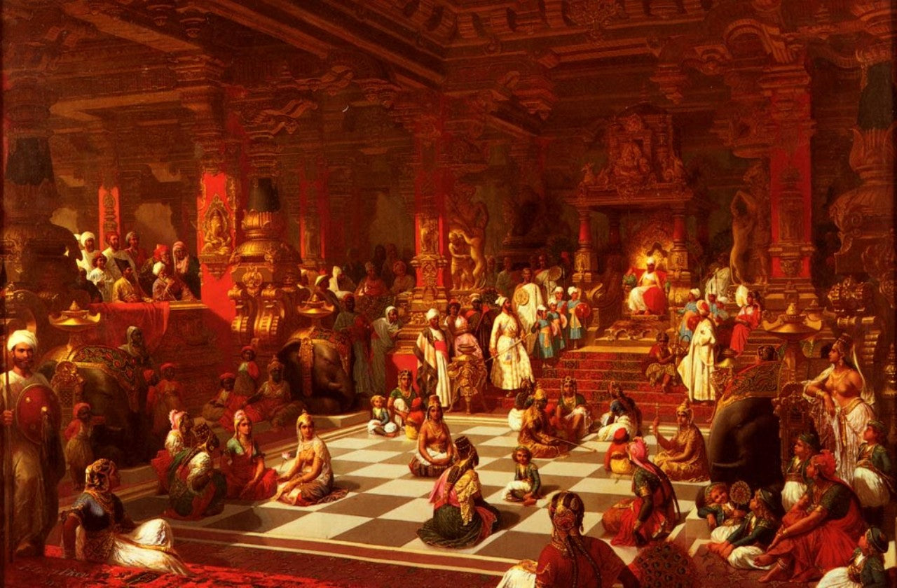 Indian Chess, vintage artwork by Henri Pierre Picou, 12x8" (A4) Poster