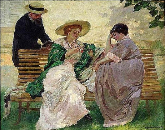 The Chat, vintage artwork by Rupert Bunny, 12x8" (A4) Poster