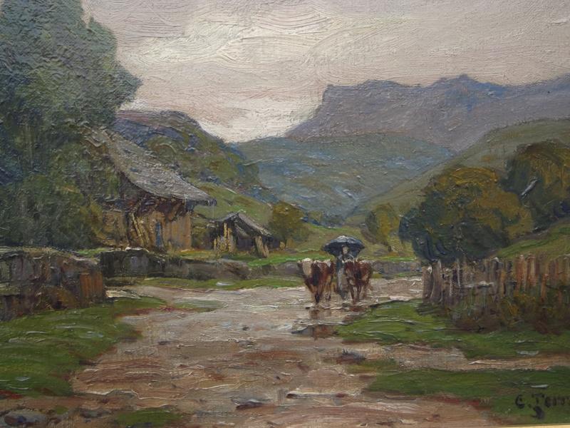 Back in the Rain, vintage artwork by Clovis-Frederick Terraire, 12x8" (A4) Poster