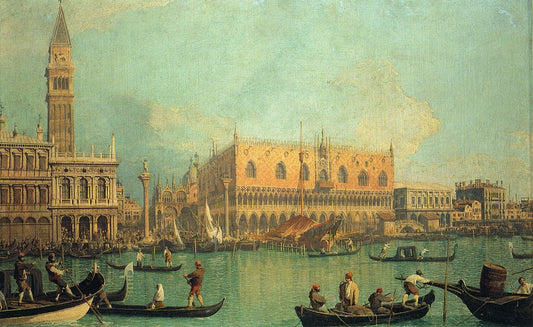 The Doge's Palace with the Piazza di San Marco, vintage artwork by Canaletto, 12x8" (A4) Poster