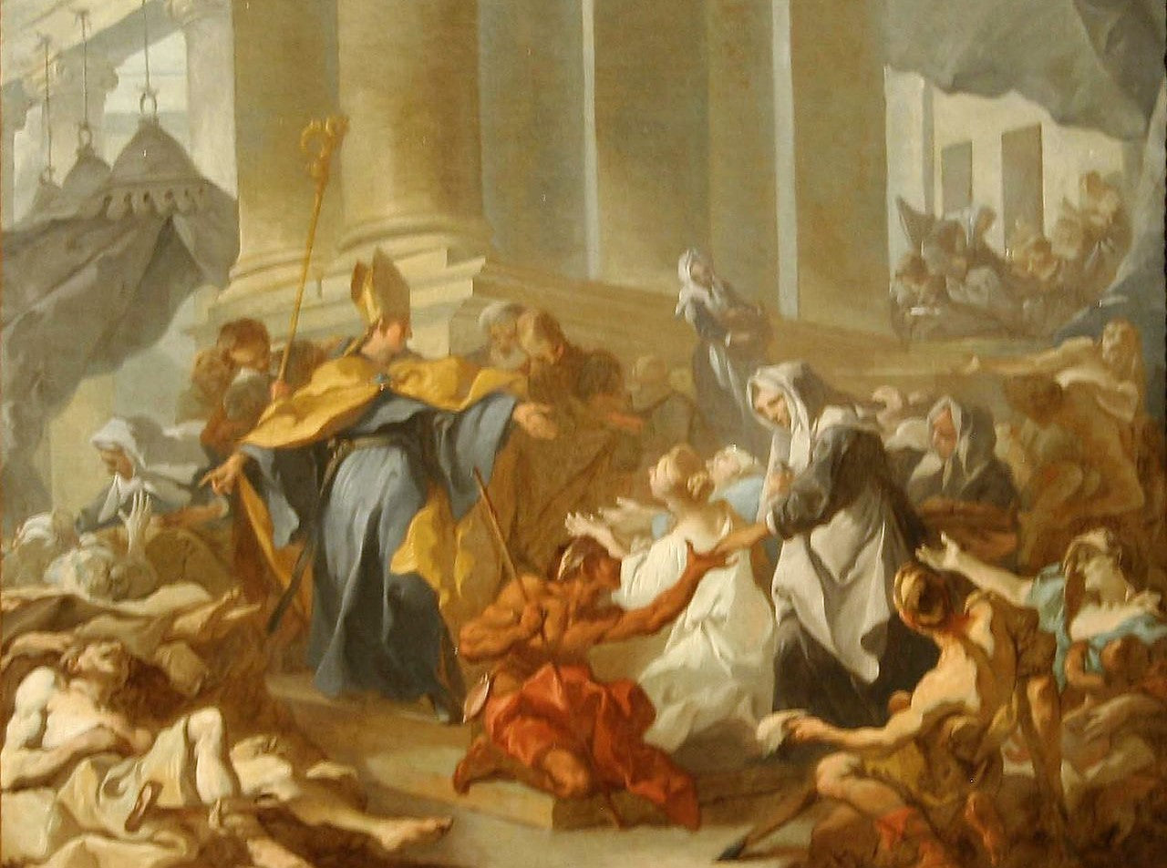 Les bonnes œuvres des filles de Saint-Thomas de Villeneuve, vintage artwork by Michel-François Dandre-Bardon, 12x8" (A4) Poster
