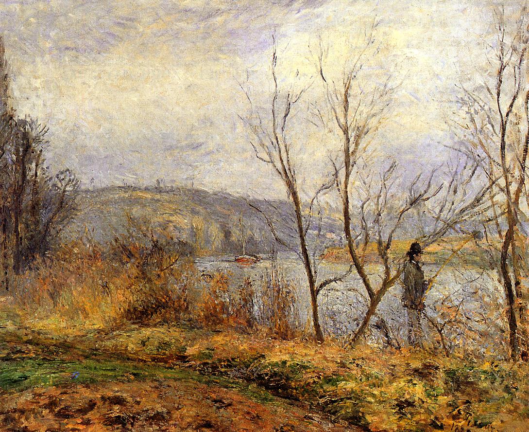 The Banks of the Oise, Pontoise, vintage artwork by Camille Pissarro, 12x8" (A4) Poster