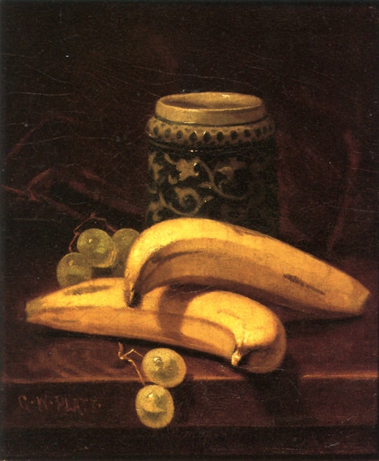 Still Life with Bananas, Grapes and Mug, vintage artwork by George W. Platt, 12x8" (A4) Poster
