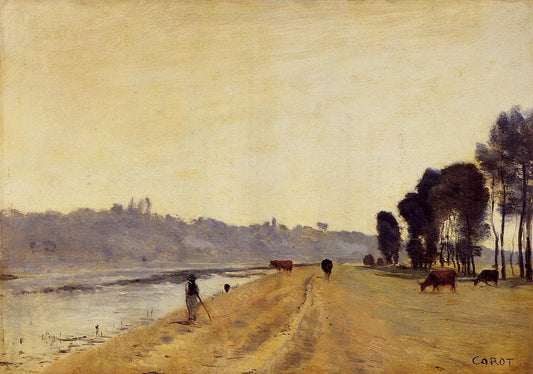 Banks of a River, vintage artwork by Jean-Baptiste-Camille Corot, A3 (16x12") Poster Print