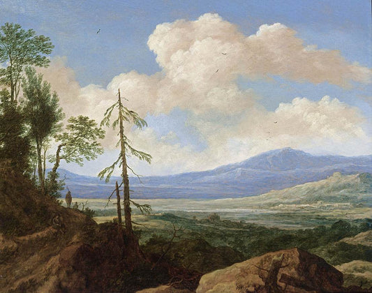 Panoramic Hilly Landscape, vintage artwork by Pieter de Molijn, 12x8" (A4) Poster