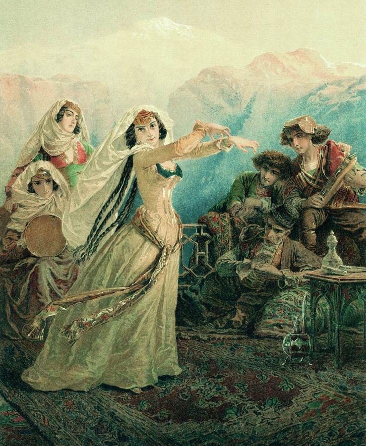 Demon and Tamara, vintage artwork by Mihály Zichy, 12x8" (A4) Poster