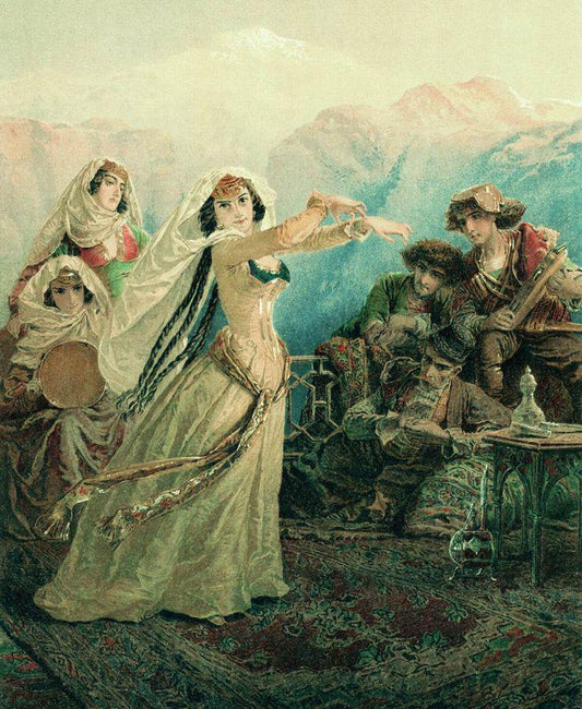 Demon and Tamara, vintage artwork by Mihály Zichy, 12x8" (A4) Poster
