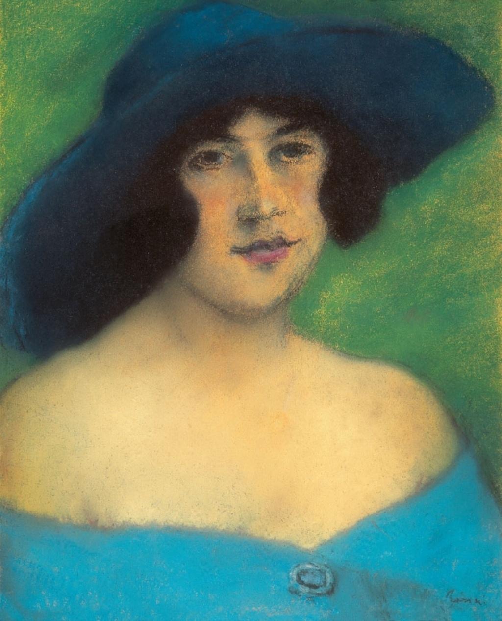 Girl with a Blue Hat by Jozsef Rippl-Ronai,A3(16x12")Poster